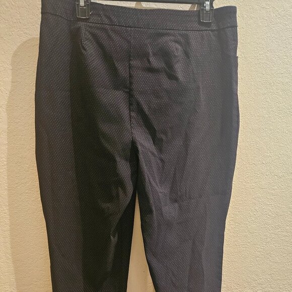 Chico's comfy Neutral 1.5 stretchy black anklewhite Polkadot pants pockets   M - Picture 2 of 5